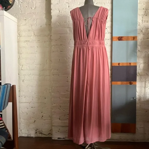 H&M Dusty Pink Maxi Dress Elegant Flowing Design size Large NWT - Picture 5 of 10